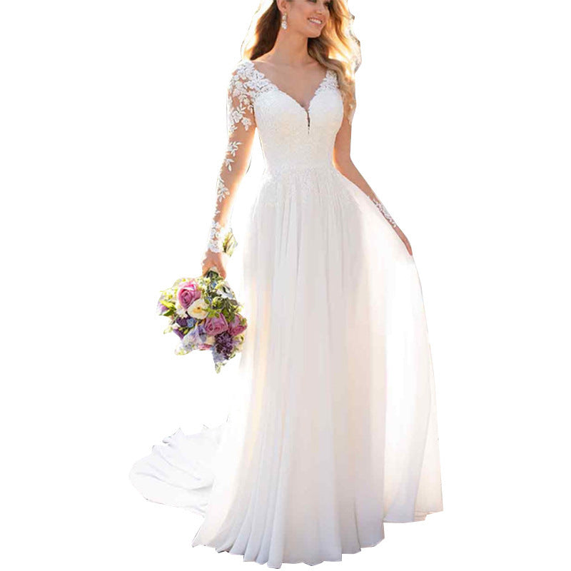 Backless Deep V-neck Wedding Dress